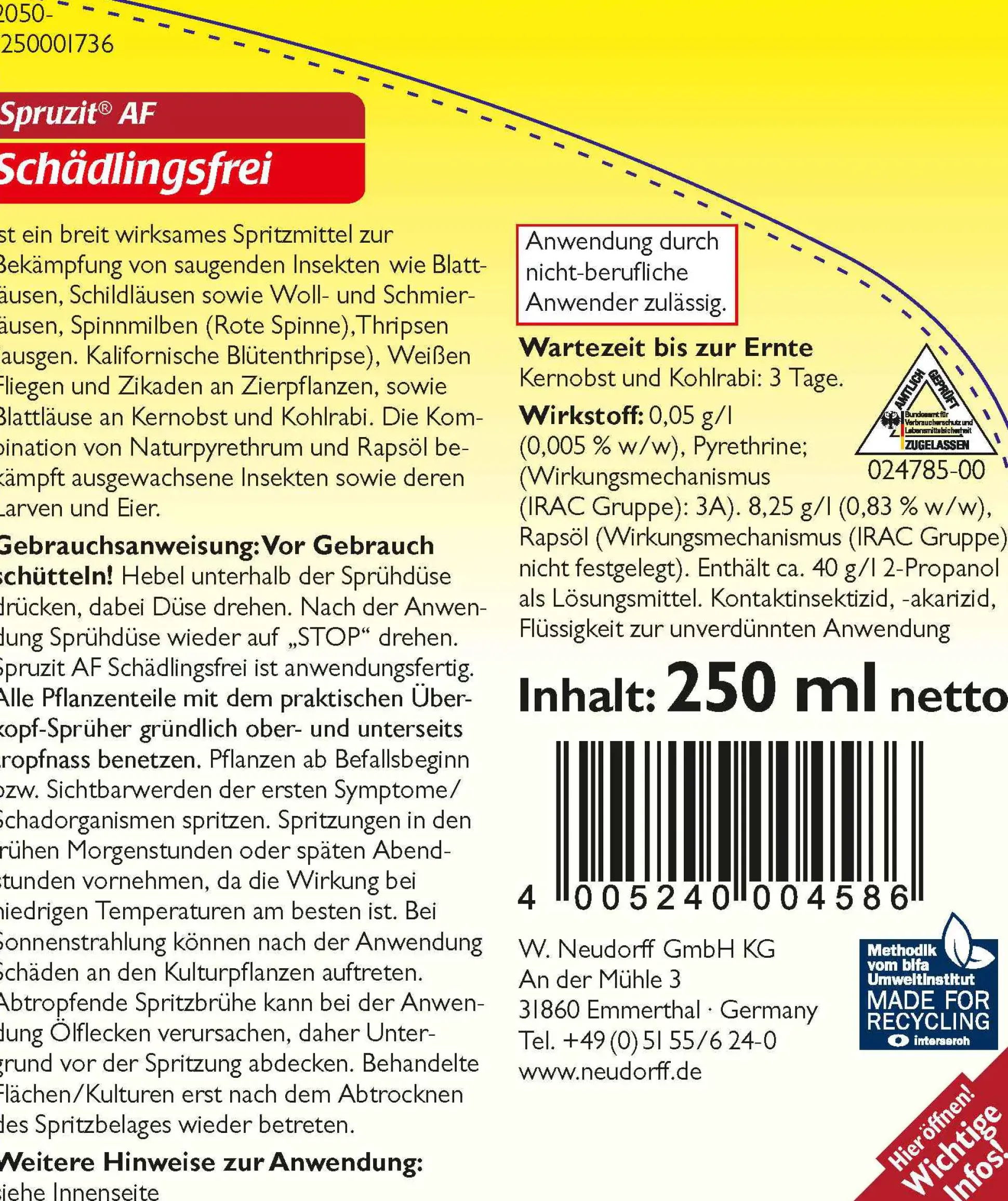 Spruzit AF Schädlingsfrei 250 ml