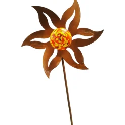 Stecker Blume mit Kugel Rostoptik 100 cm