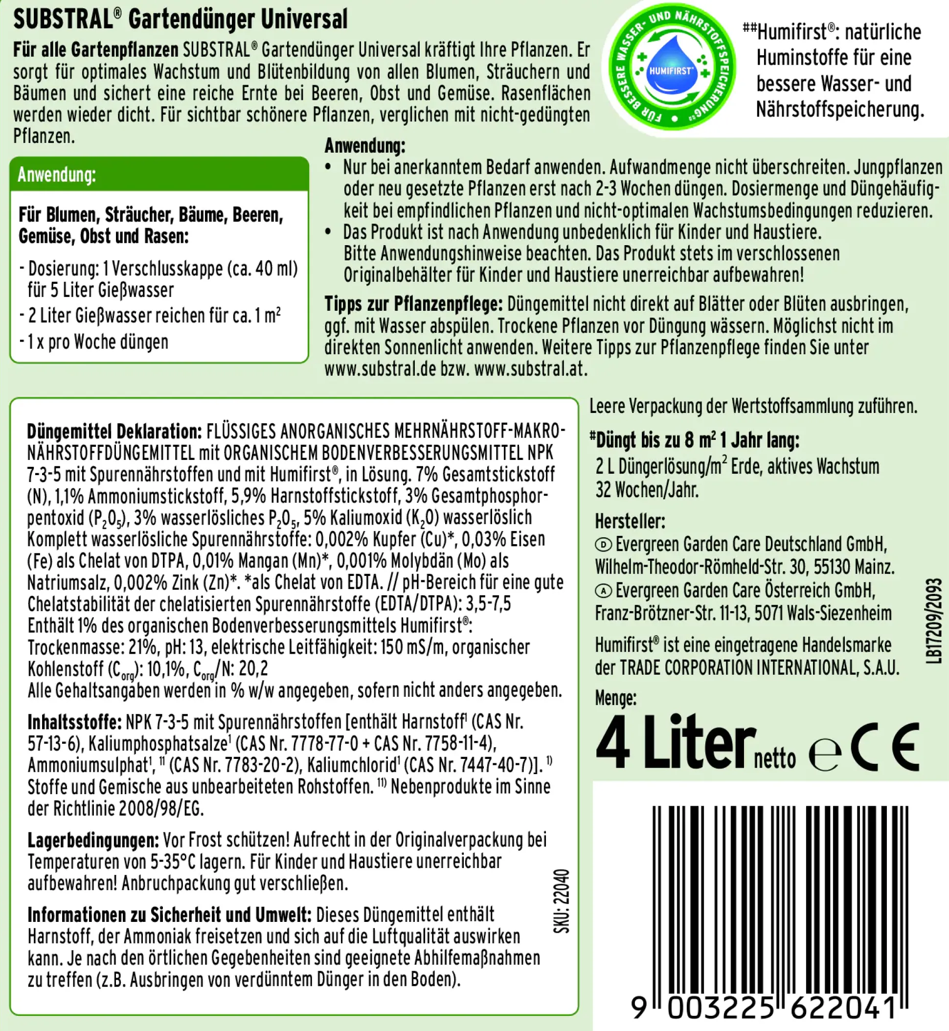 Substral Gartendünger Universal flüssig 4 L