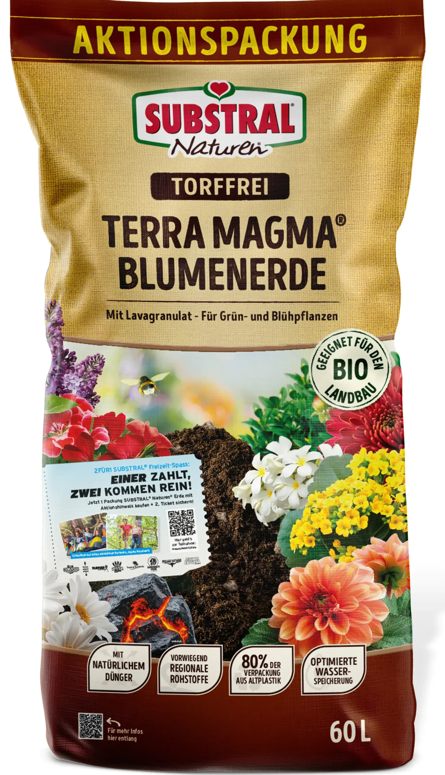 Substral Naturen Blumenerde Terra Magma 60 L Aktionspackung torffrei