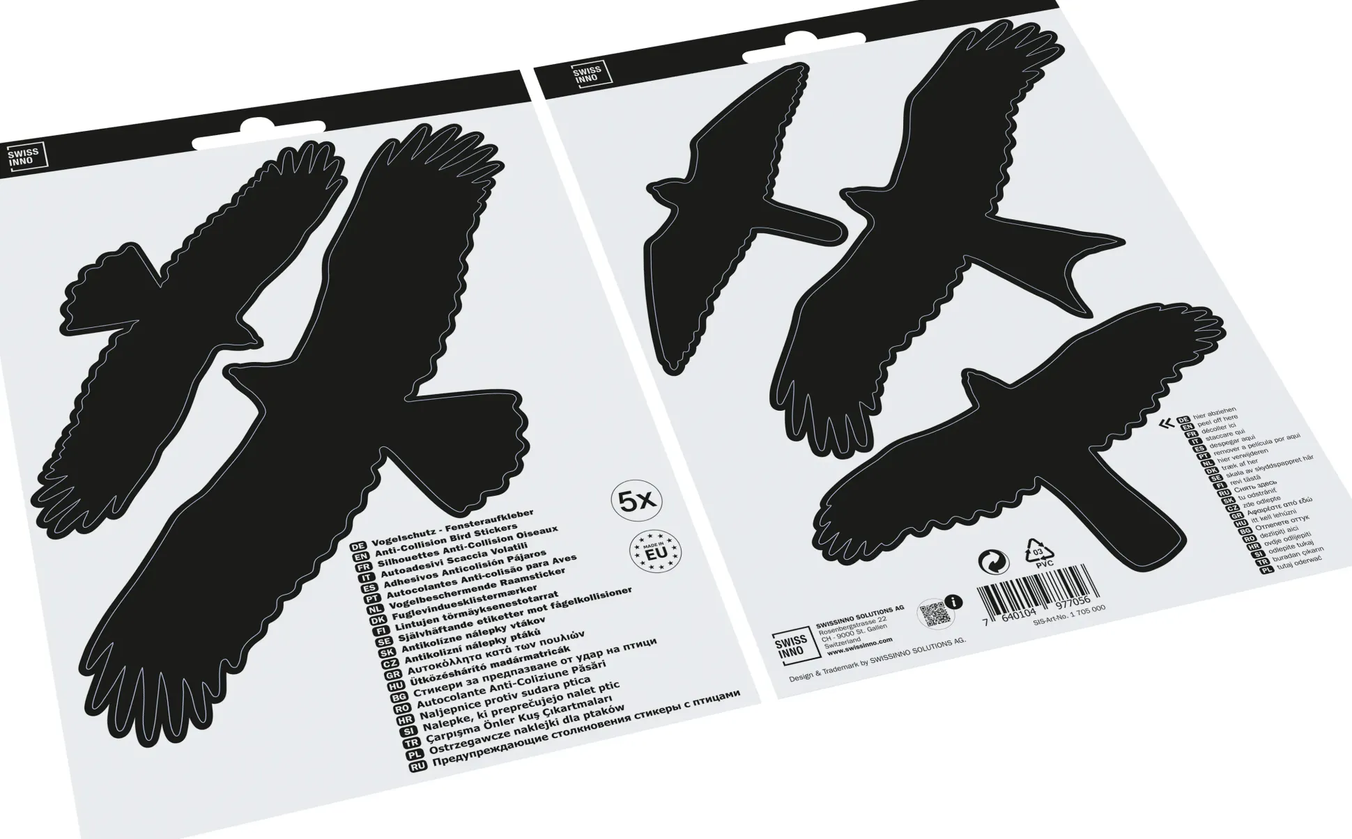 Swissinno Vogel Aufkleber für Fensterscheiben & Glasflächen 5 Stück