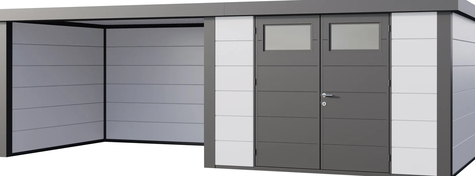 Telluria Gerätehaus Classico Lounge XL 3330 links weiß 792 x 298 cm