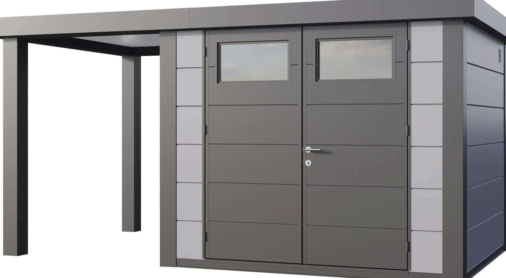Telluria Gerätehaus Classico Open Lounge S 2724 links lichtgrau 436 x 238 cm