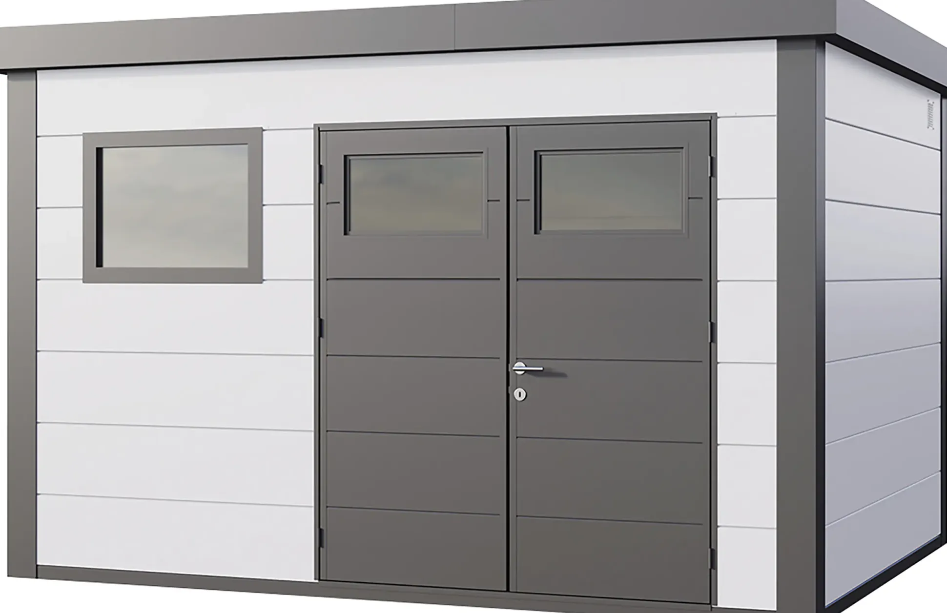 Telluria Gerätehaus Classico 3930+_W90 weiß 388 x 298 cm