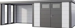Telluria Gerätehaus Classico Lounge XL mit Fenstern 3330 links weiß 792 x 298 cm
