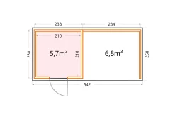 Telluria Gerätehaus Classico Lounge S 2424 rechts lichtgrau 522 x 238 cm