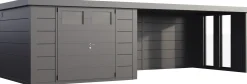 Telluria Gerätehaus Classico Lounge XL mit Fenstern 3030 rechts granitgrau 762 x 298 cm