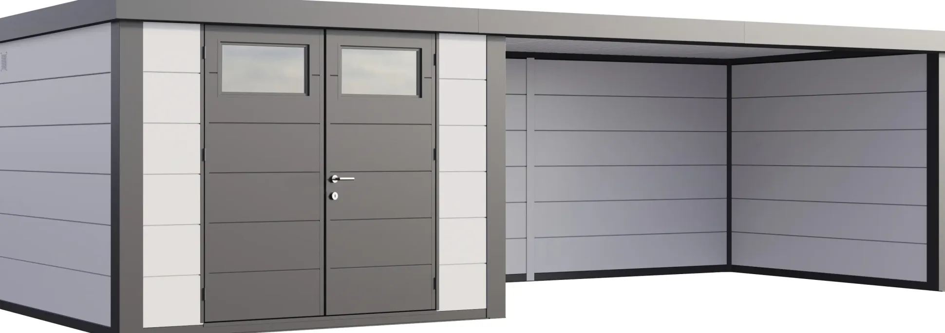 Telluria Gerätehaus Classico Lounge XL 3030 rechts weiß 762 x 298 cm