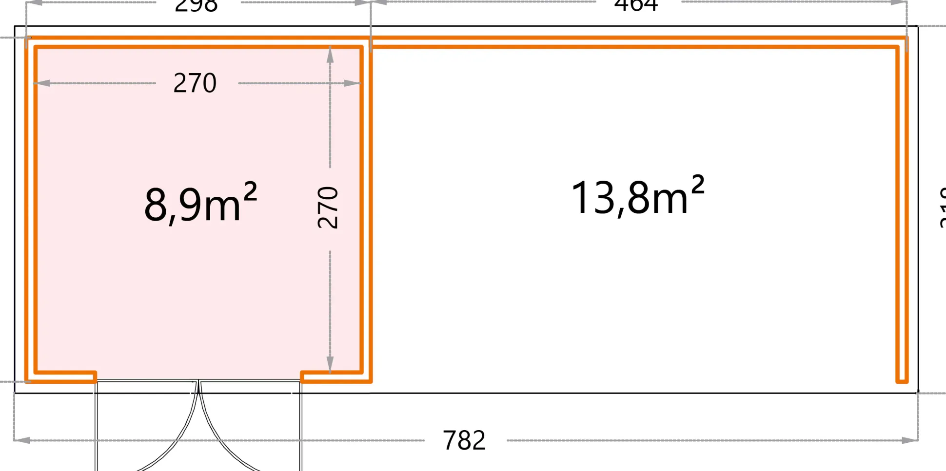 Telluria Gerätehaus Classico Lounge XL 3030 rechts weiß 762 x 298 cm