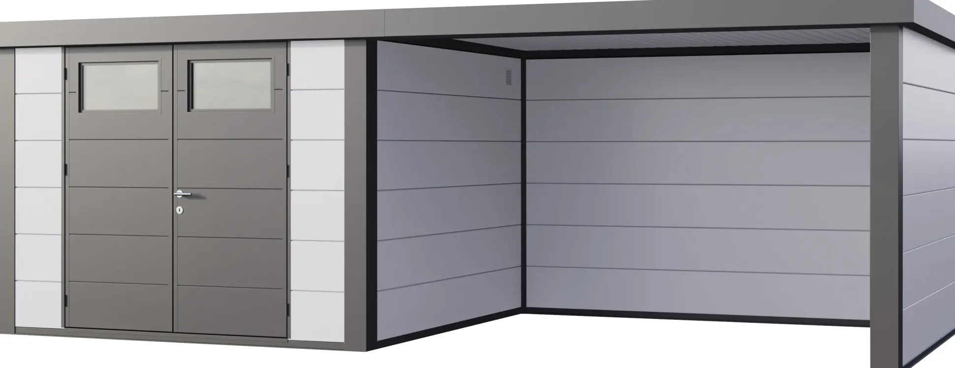 Telluria Gerätehaus Classico Lounge L 3030 rechts weiß 642 x 298 cm