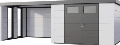 Telluria Gerätehaus Classico Lounge L mit Fenstern 3330 links EW weiß 672 x 298 cm