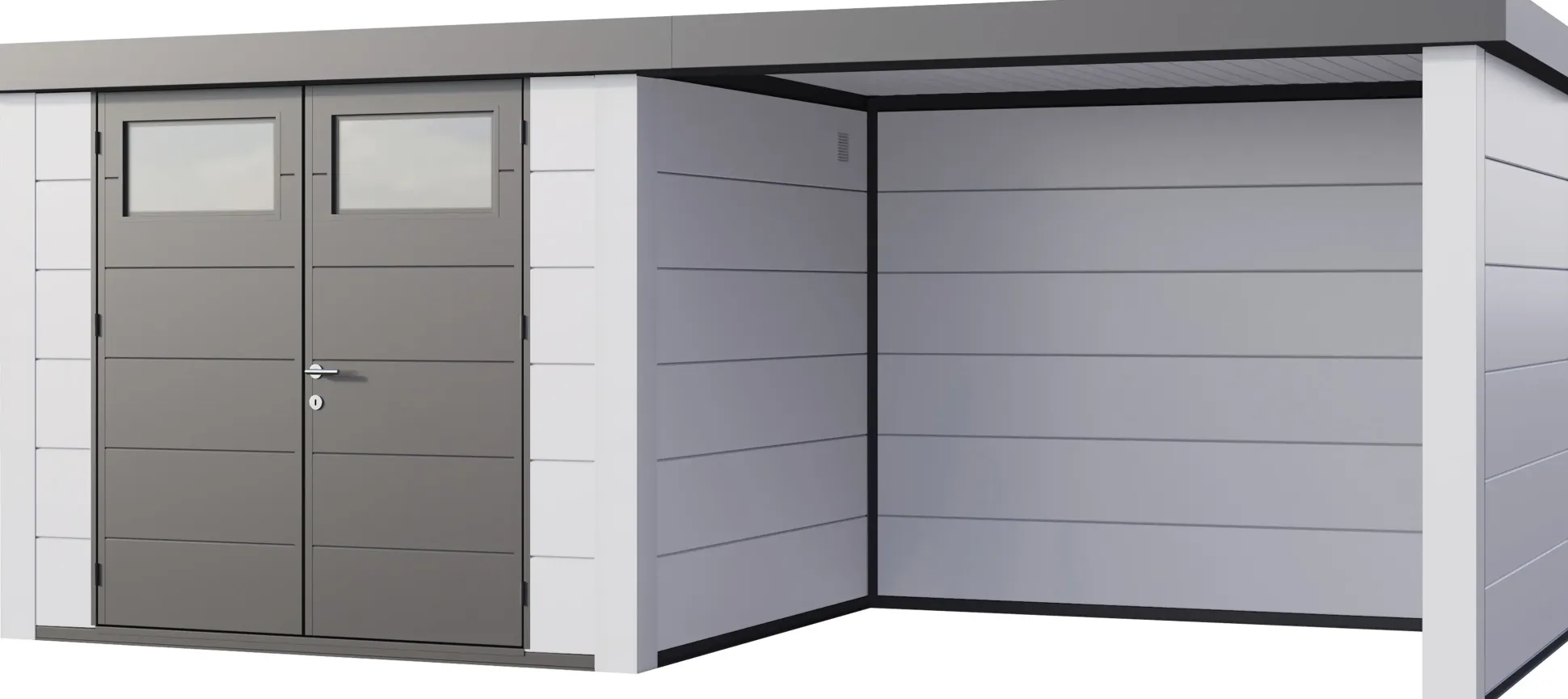 Telluria Gerätehaus Classico Lounge S 2724 rechts EW weiß 552 x 238 cm