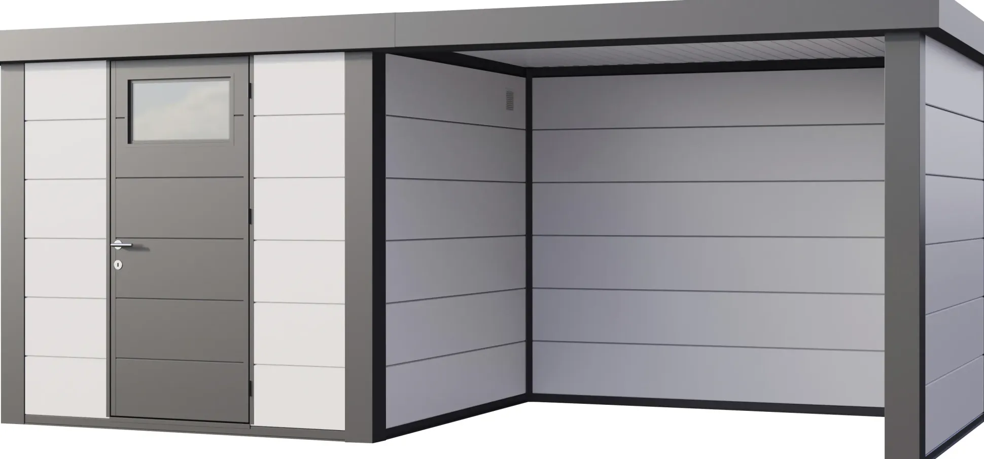 Telluria Gerätehaus Classico Lounge S 2424 rechts weiß 522 x 238 cm