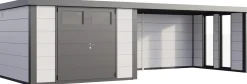 Telluria Gerätehaus Classico Lounge XL mit Fenstern 3030 rechts weiß 762 x 298 cm