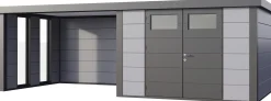 Telluria Gerätehaus Classico Lounge L mit Fenstern 3330 links lichtgrau 672 x 298 cm
