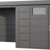 Telluria Gerätehaus Classico Lounge L mit Fenstern 3330 links granitgrau 672 x 298 cm
