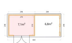 Telluria Gerätehaus Classico Lounge S mit Fenstern 3024 rechts weiß 582 x 238 cm