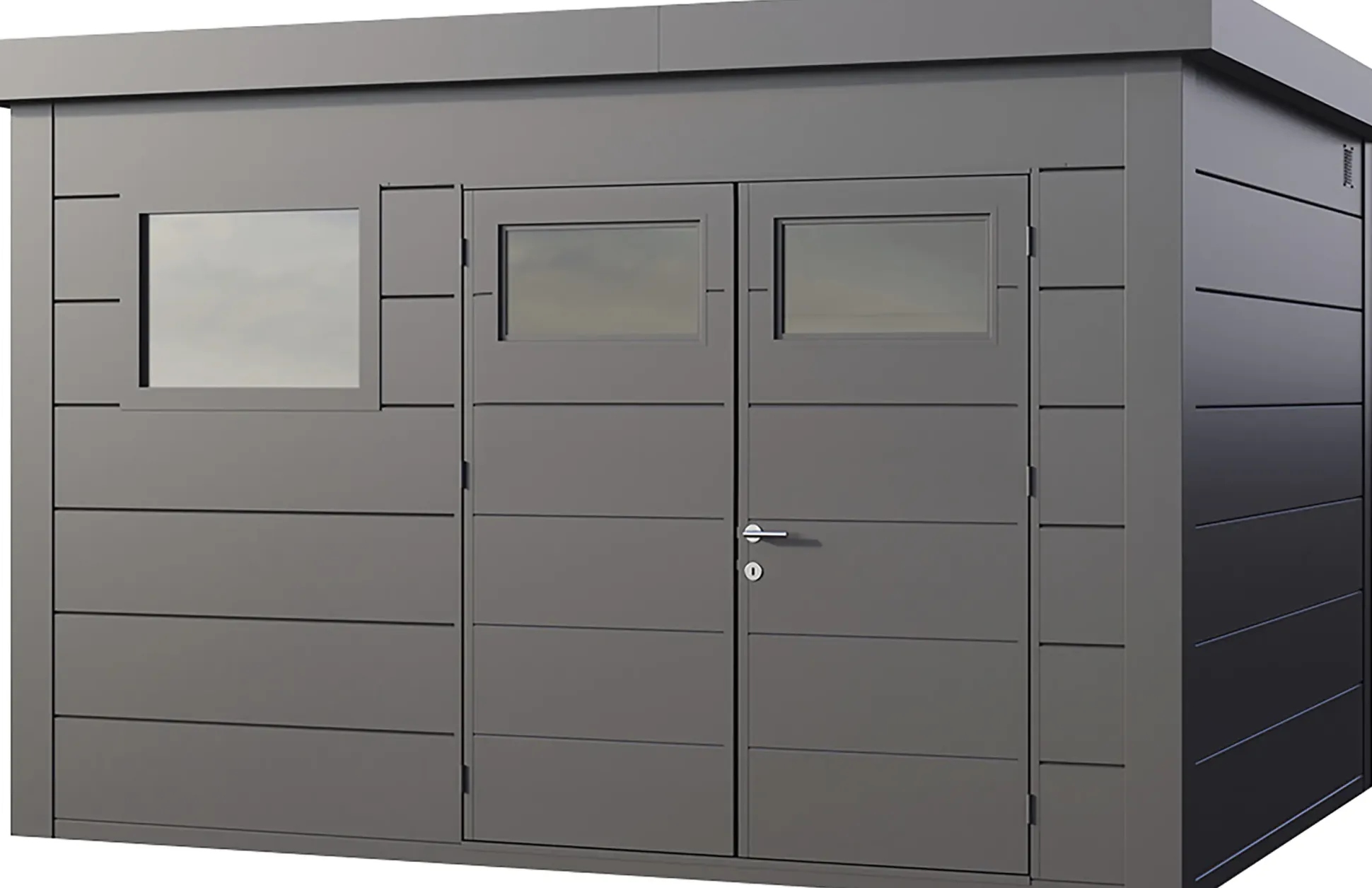 Telluria Gerätehaus Classico 3930+_W90 granitgrau 388 x 298 cm