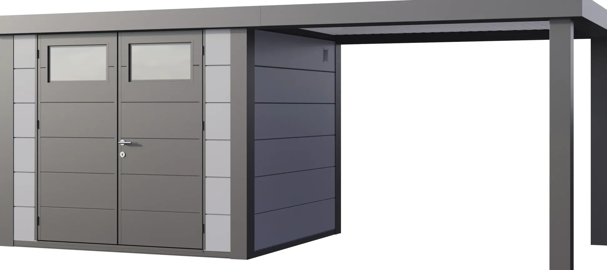 Telluria Gerätehaus Classico Open Lounge L 2724 rechts lichtgrau 552 x 238 cm
