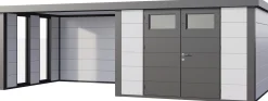 Telluria Gerätehaus Classico Lounge L mit Fenstern 3030 links weiß 642 x 298 cm