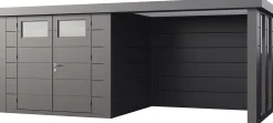 Telluria Gerätehaus Classico Lounge S mit Fenstern 2724 rechts granitgrau 552 x 238 cm