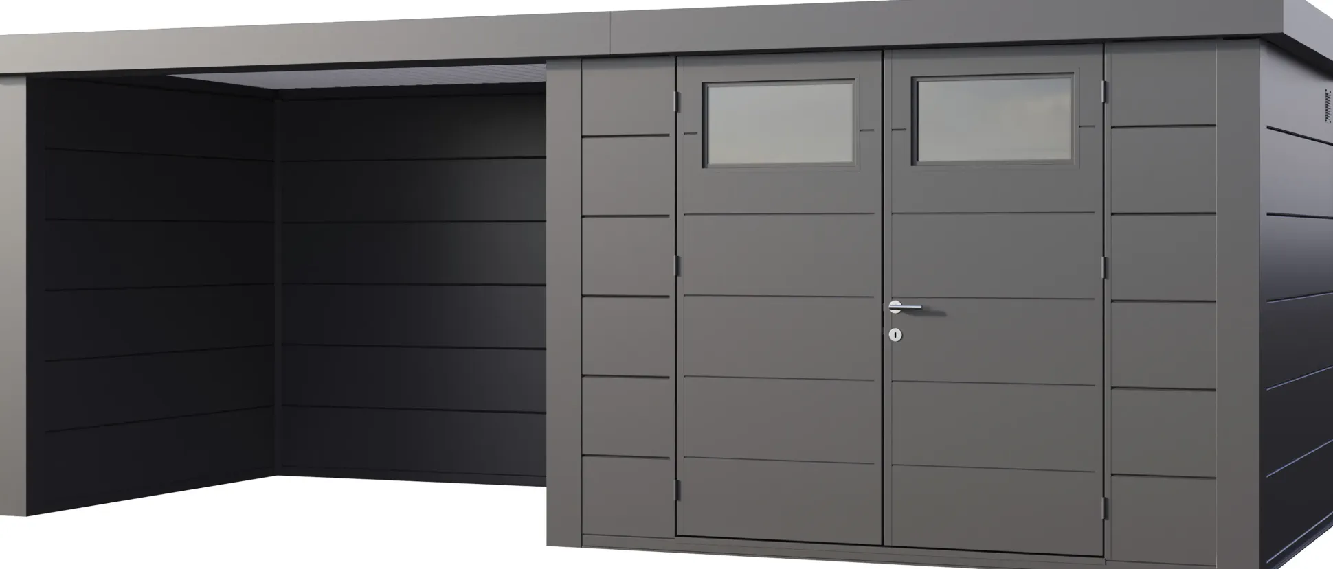 Telluria Gerätehaus Classico Lounge S 3024 links granitgrau 582 x 238 cm