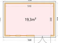 Telluria Gerätehaus Classico 5436+_2XW60 EW weiß 538 x 358 cm