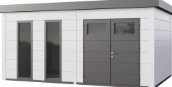 Telluria Gerätehaus Classico 5436+_2XW60 EW weiß 538 x 358 cm