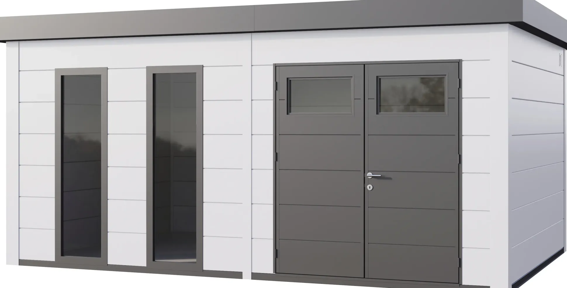 Telluria Gerätehaus Classico 5436+_2XW60 EW weiß 538 x 358 cm