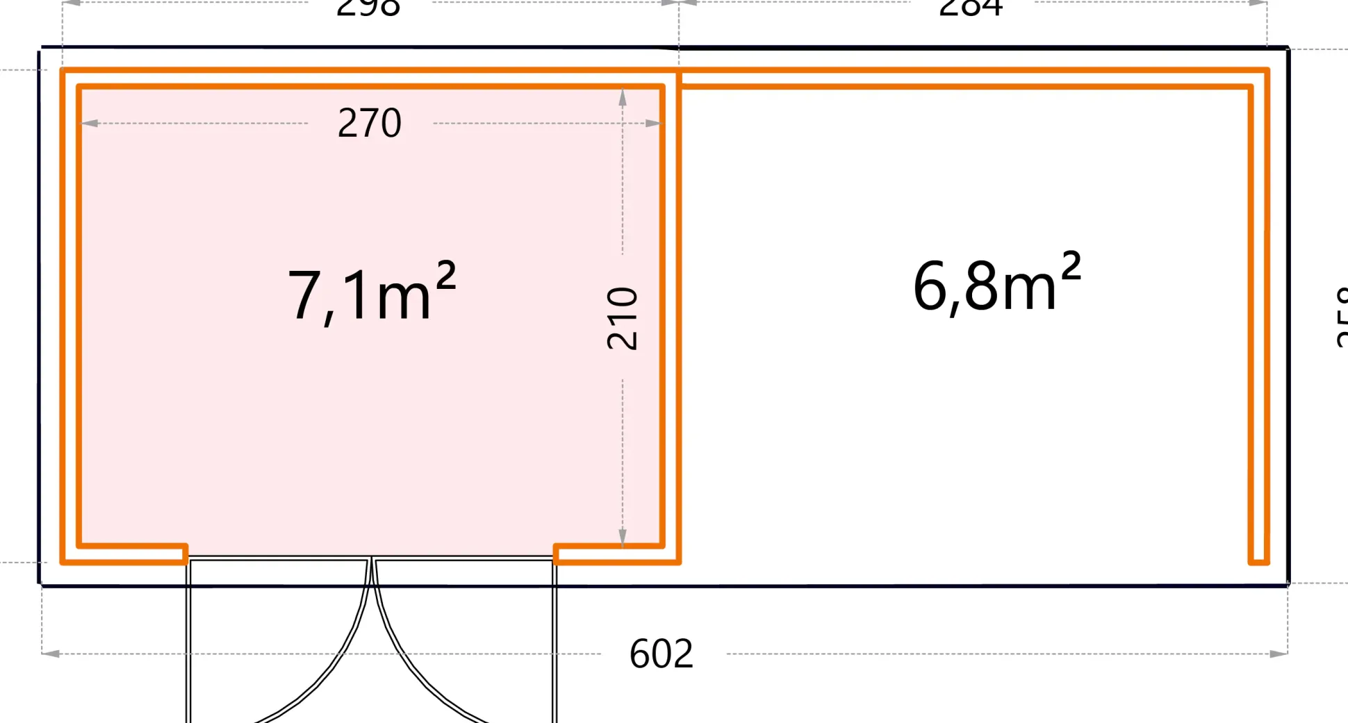 Telluria Gerätehaus Classico Lounge S 3024 rechts EW weiß 582 x 238 cm