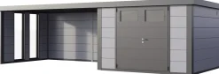 Telluria Gerätehaus Classico Lounge XL mit Fenstern 3030 links lichtgrau 762 x 298 cm