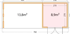 Telluria Gerätehaus Classico Lounge XL mit Fenstern 3030 links lichtgrau 762 x 298 cm