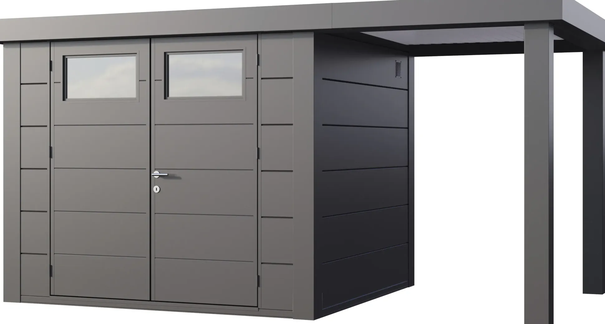 Telluria Gerätehaus Classico Open Lounge S 2724 rechts granitgrau 436 x 238 cm