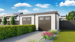 Telluria Gerätehaus DUO 3336+ EW weiß 642 x 358 cm