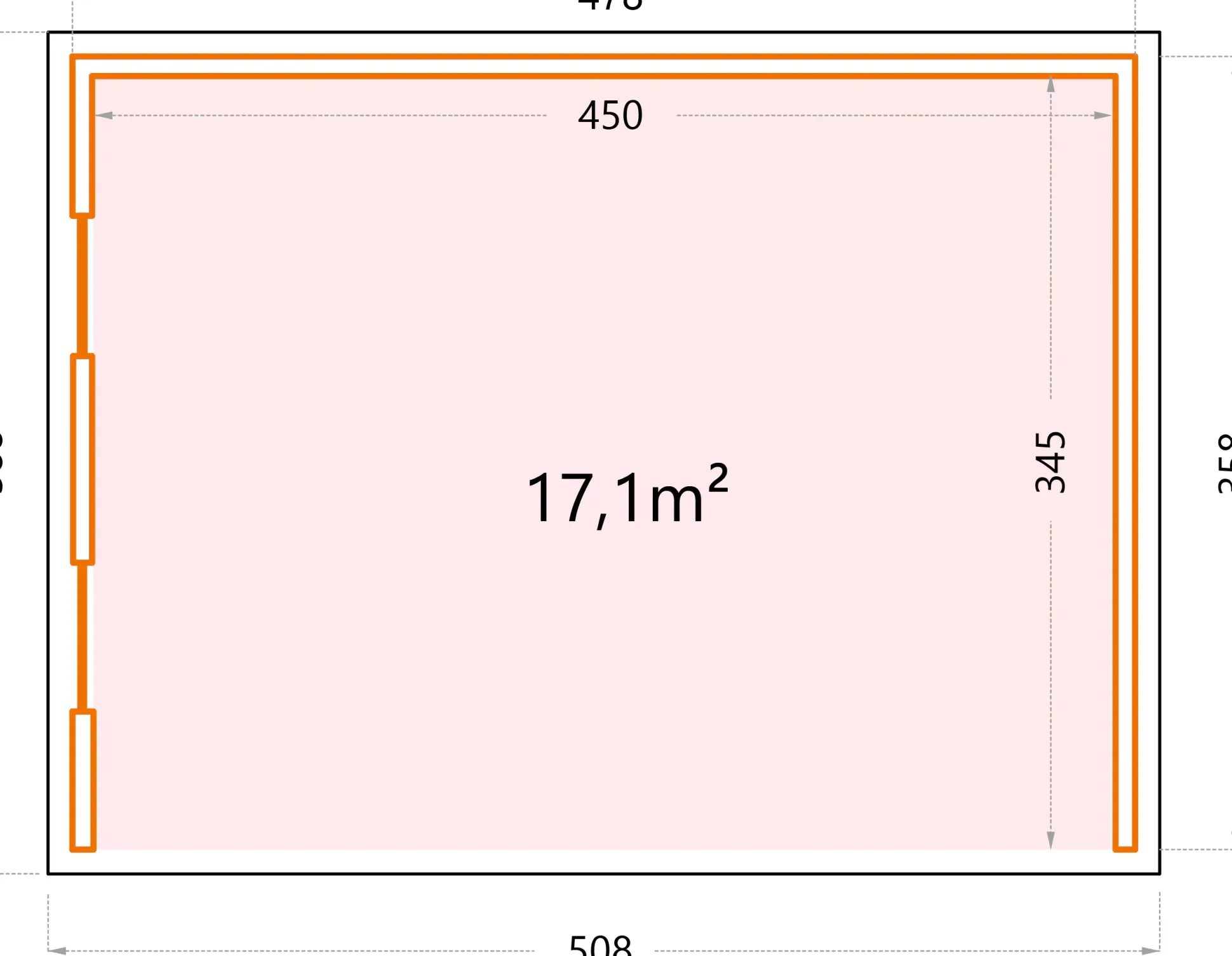 Telluria Pavillon Singolo 4836 mit Fenstern weiß 478 x 358 cm