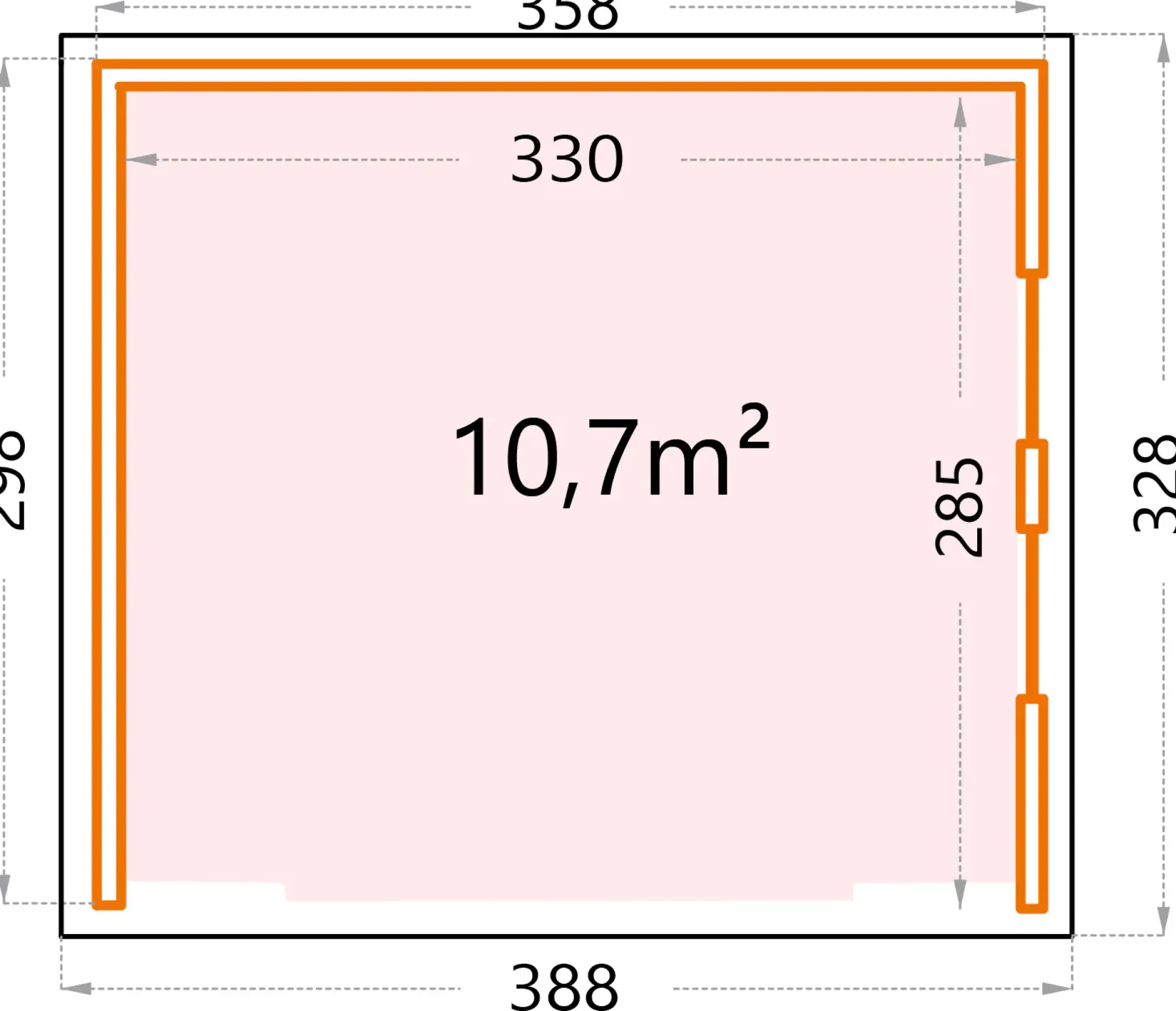 Telluria Pavillon Singolo 3630 mit Fenstern weiß 358 x 298 cm