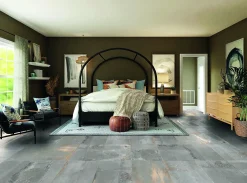 Terrassenplatte Feinsteinzeug Metallic 60 x 120 x 2 cm grau-braun