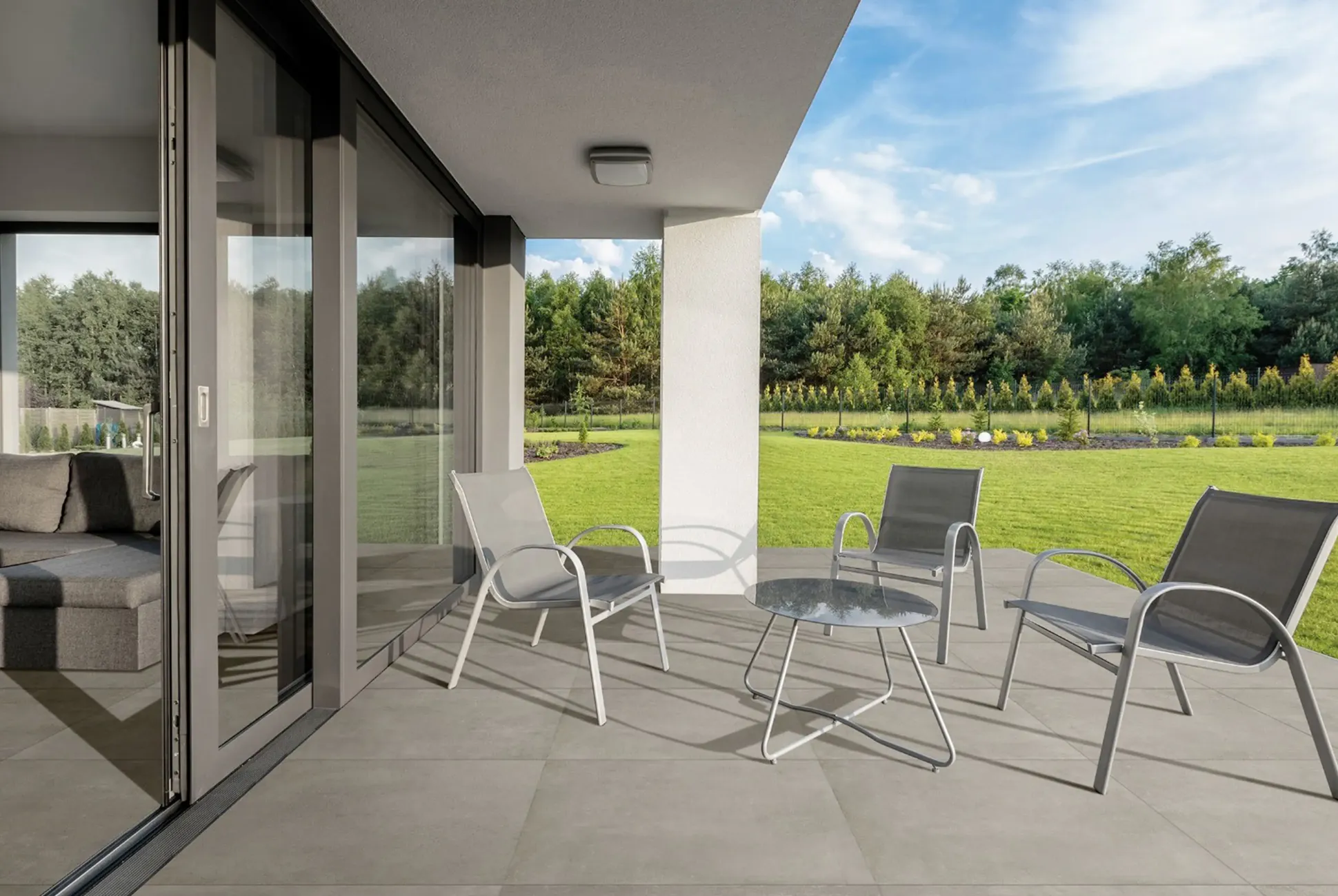 Terrassenplatte Feinsteinzeug Miami 60 x 60 x 3 cm grau-beige