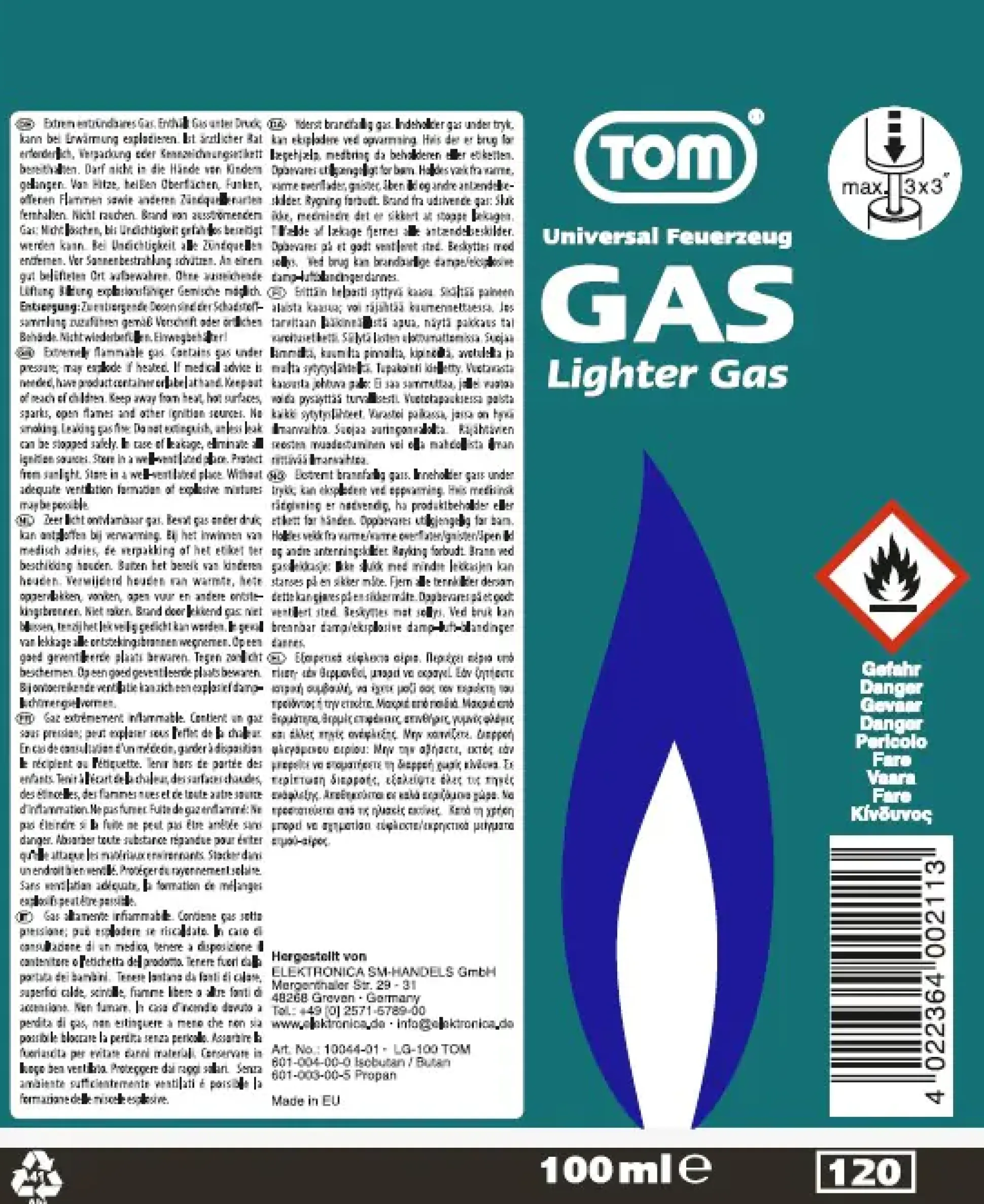 TOM Feuerzeuggas LG-100 - 100 ml