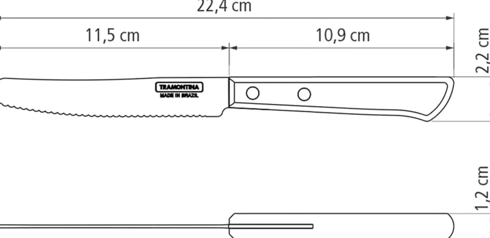 Tramontina Frühstücksmesser 11,5 cm Edelstahl mit Holzgriff