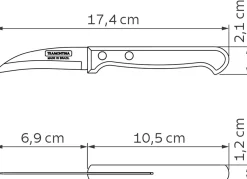 Tramontina Schälmesser 7,5 cm Edelstahl mit Holzgriff