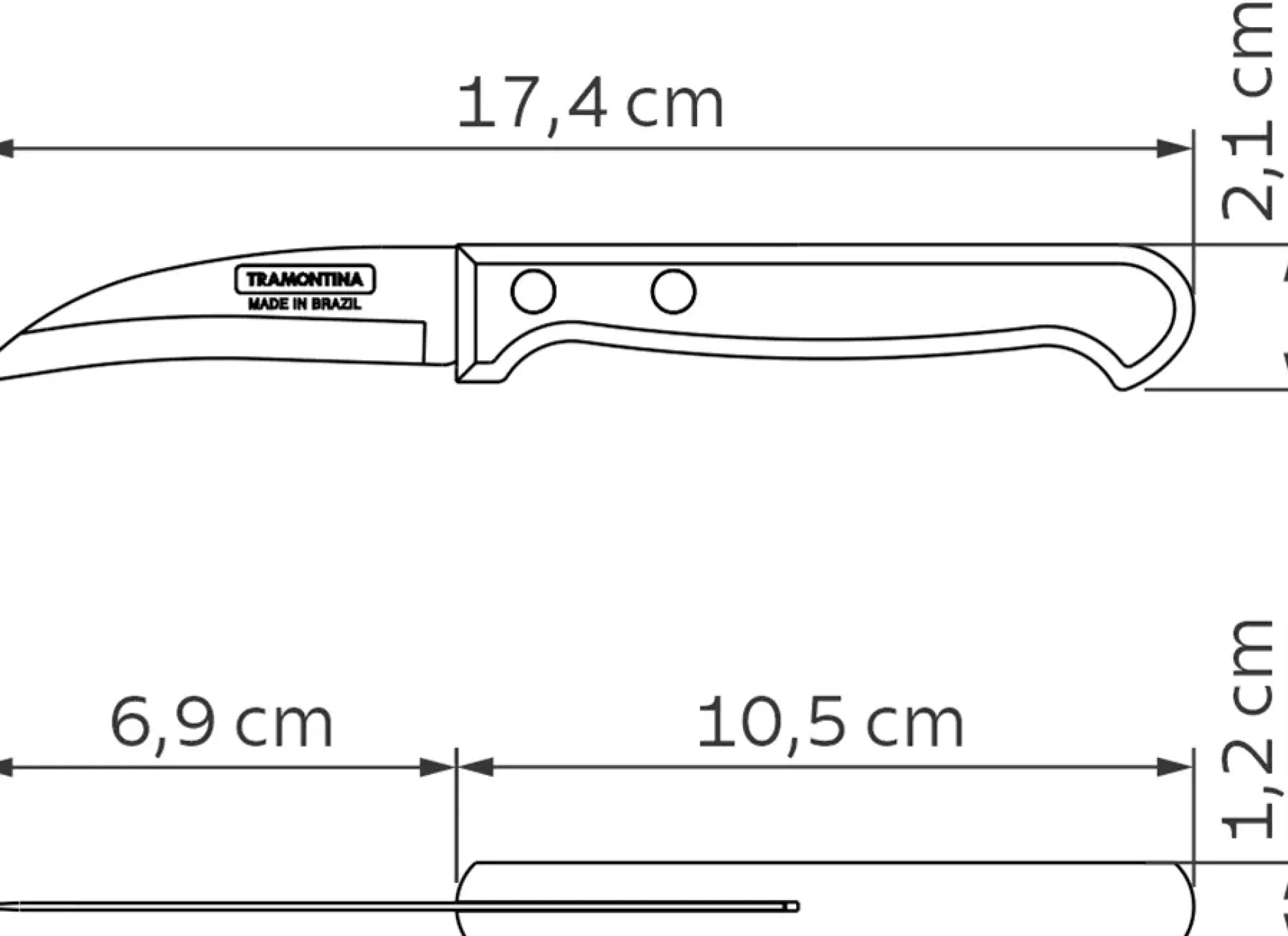 Tramontina Schälmesser 7,5 cm Edelstahl mit Holzgriff