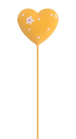 TrendLine Gartenstecker Herz Frühling Metall Ø 8 x 35 cm gelb/orange