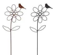 TrendLine Gartenstecker Metall Blume mit Schmetterling sortiert 115 cm