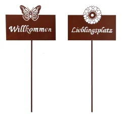 TrendLine Gartenstecker Metall Willkommen/Lieblingsplatz 115 cm rusty