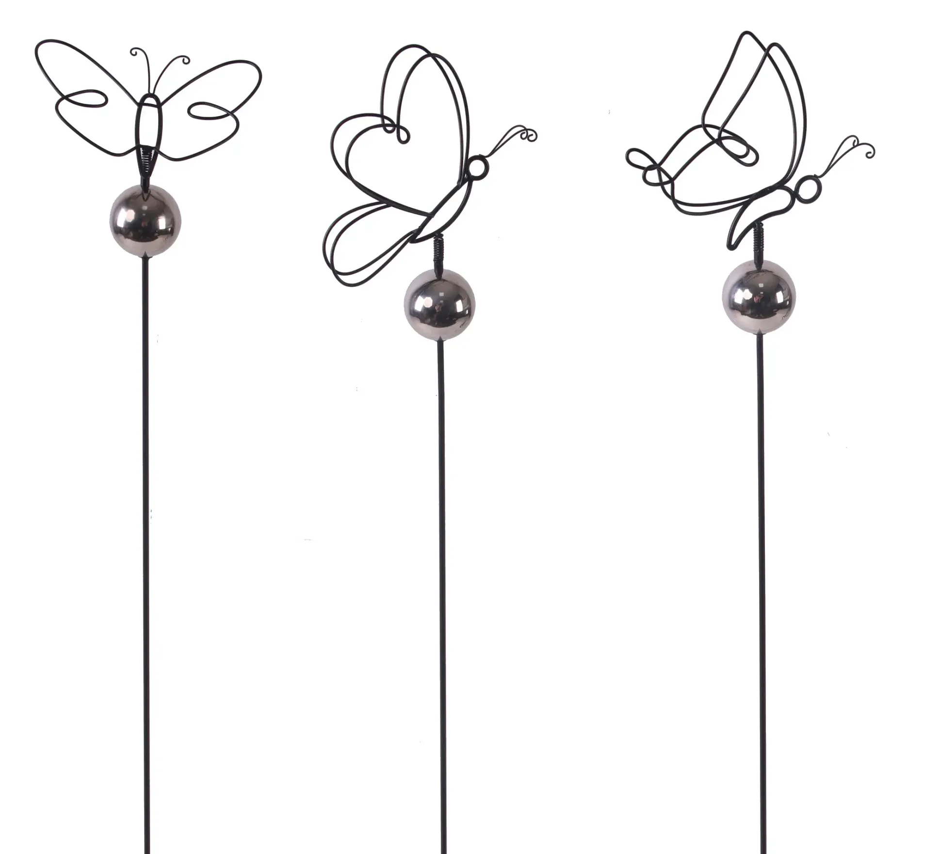 TrendLine Gartenstecker Schmetterling Metall 115 x 20 cm 3-fach sortiert