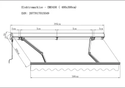 TrendLine Halbkassettenmarkise 4 x 3 m elektrisch grau-weiß gestreift