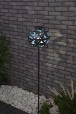 TrendLine LED Solarkugel silber-blau 18 cm mit Erdspieß