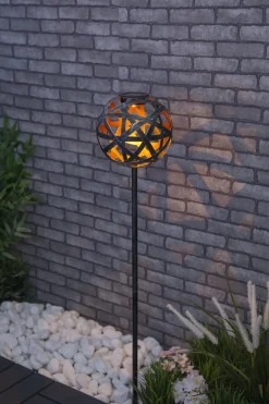 TrendLine LED Solarkugel silber-kupfer 18 cm mit Erdspieß