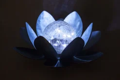 TrendLine LED Solarleuchte Seerose silber mit Glaskugel